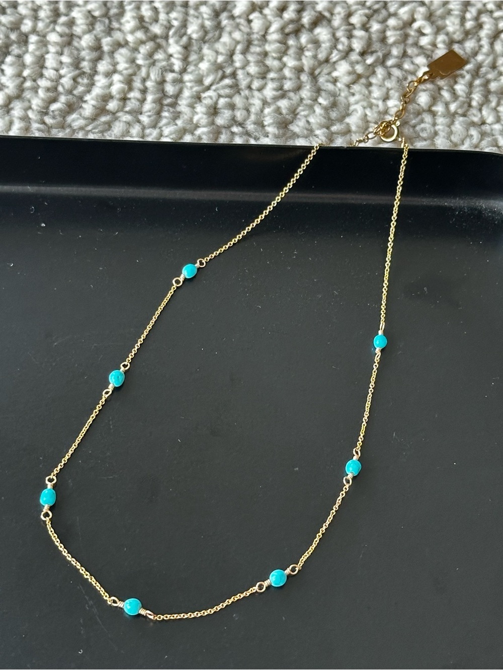 Judith Bright 7 stone Necklace with natural Turquoise
